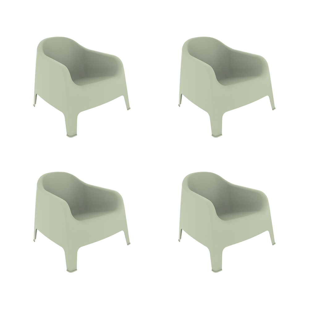 Silla Lounge Sun, Verdematcha, cómoda para terraza o jardín X4