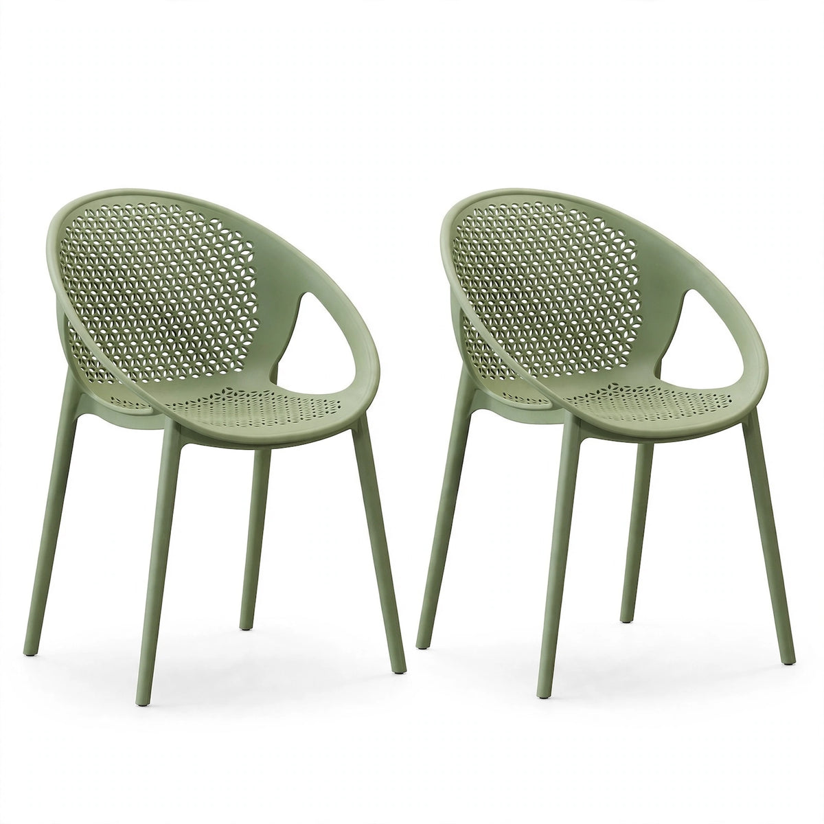 Set de 2 Sillas Selva con Brazos, Color Verde, con Espaldar