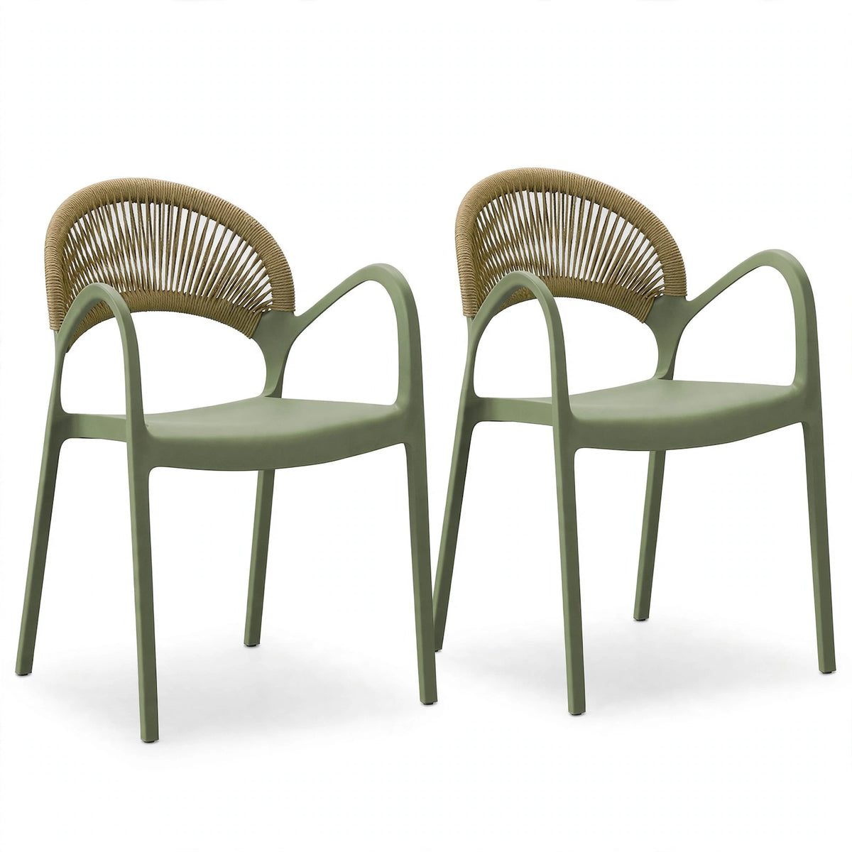Set de 2 Sillas Daytona, Verde Claro, con Espaldar, Reposa Brazos y Diseño Minimalista