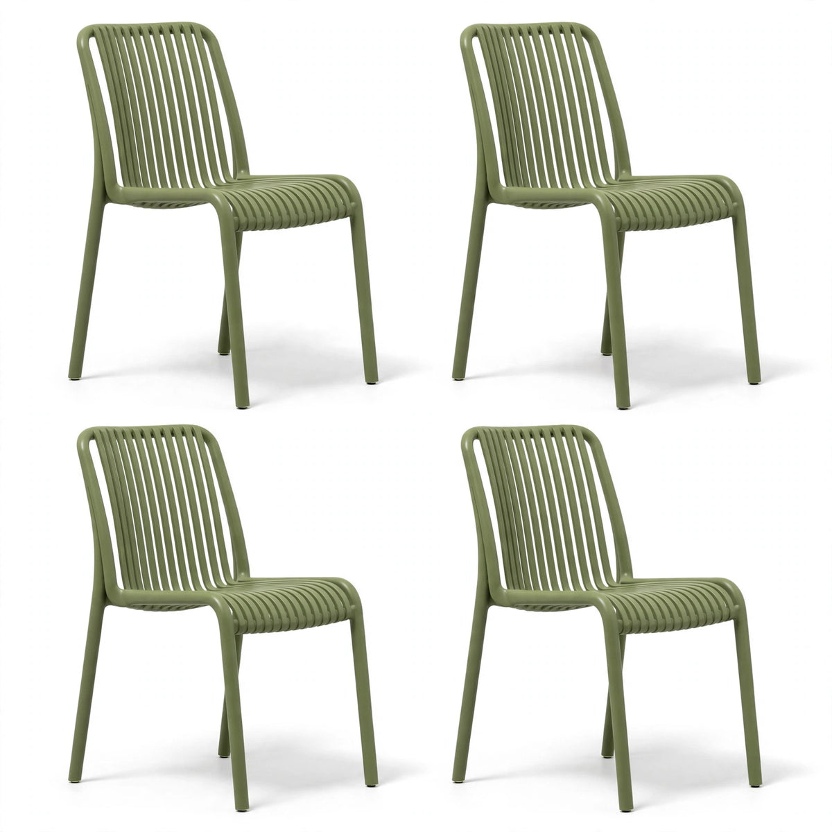 Set de 4 Sillas Terra, Color Verde, con Espaldar