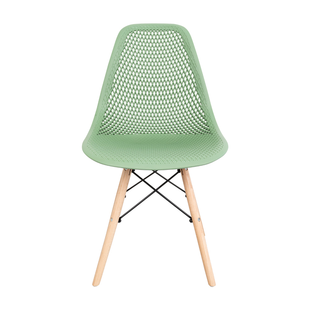 Silla Aira, Color Verde Oliva, con Espaldar y Patas en Madera
