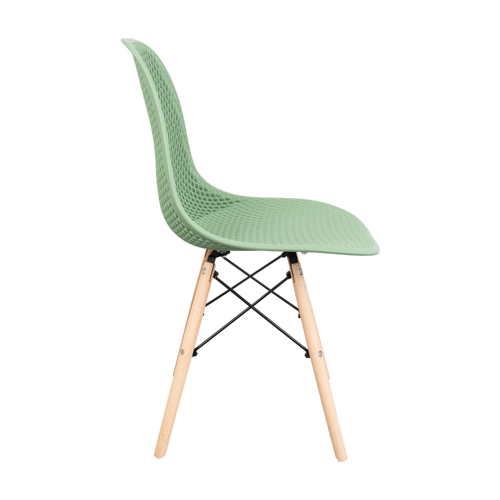 Silla Aira, Color Verde Oliva, con Espaldar y Patas en Madera