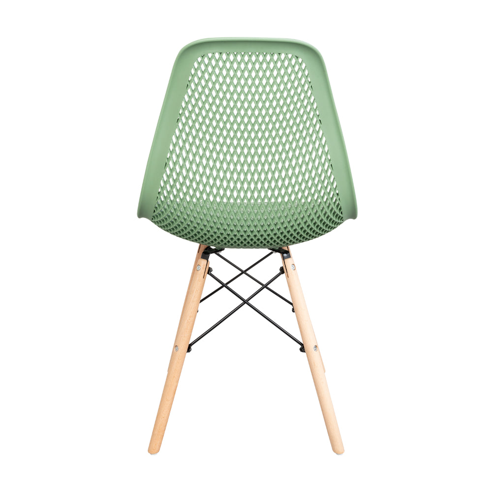 Silla Aira, Color Verde Oliva, con Espaldar y Patas en Madera