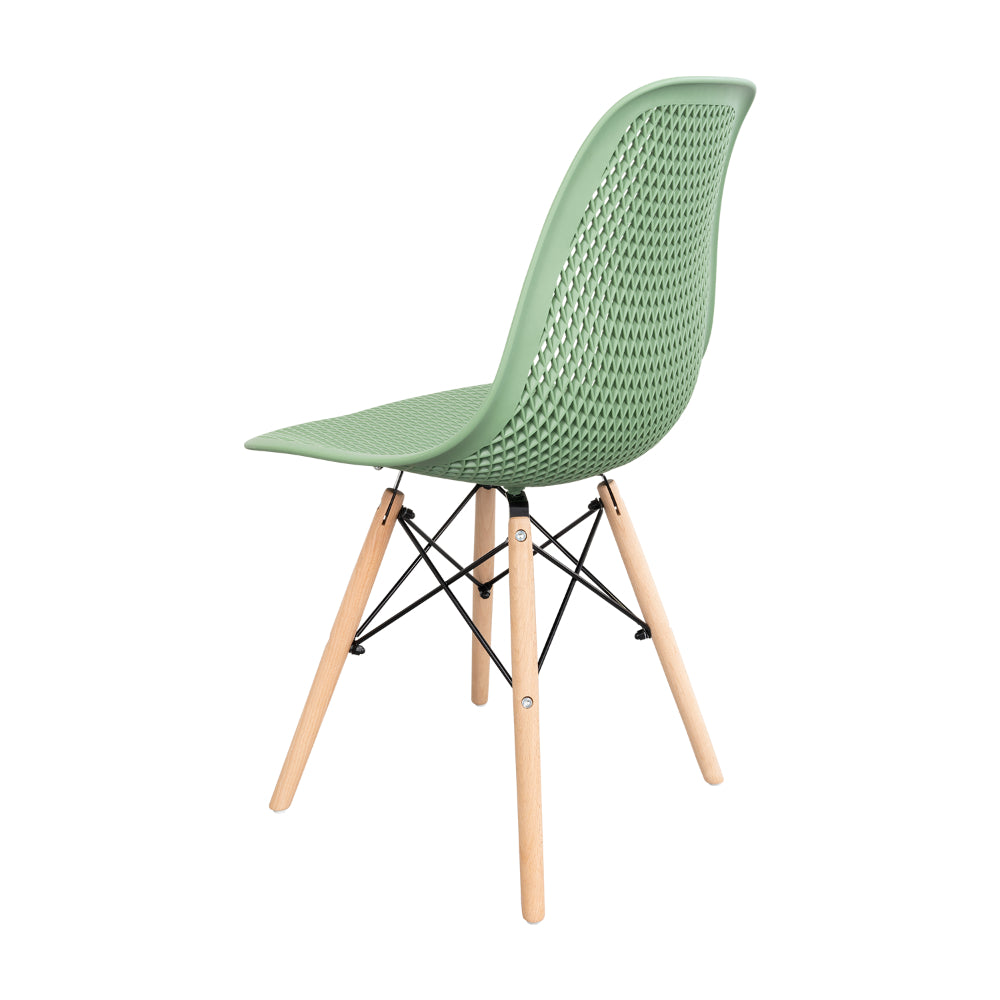 Silla Aira, Color Verde Oliva, con Espaldar y Patas en Madera