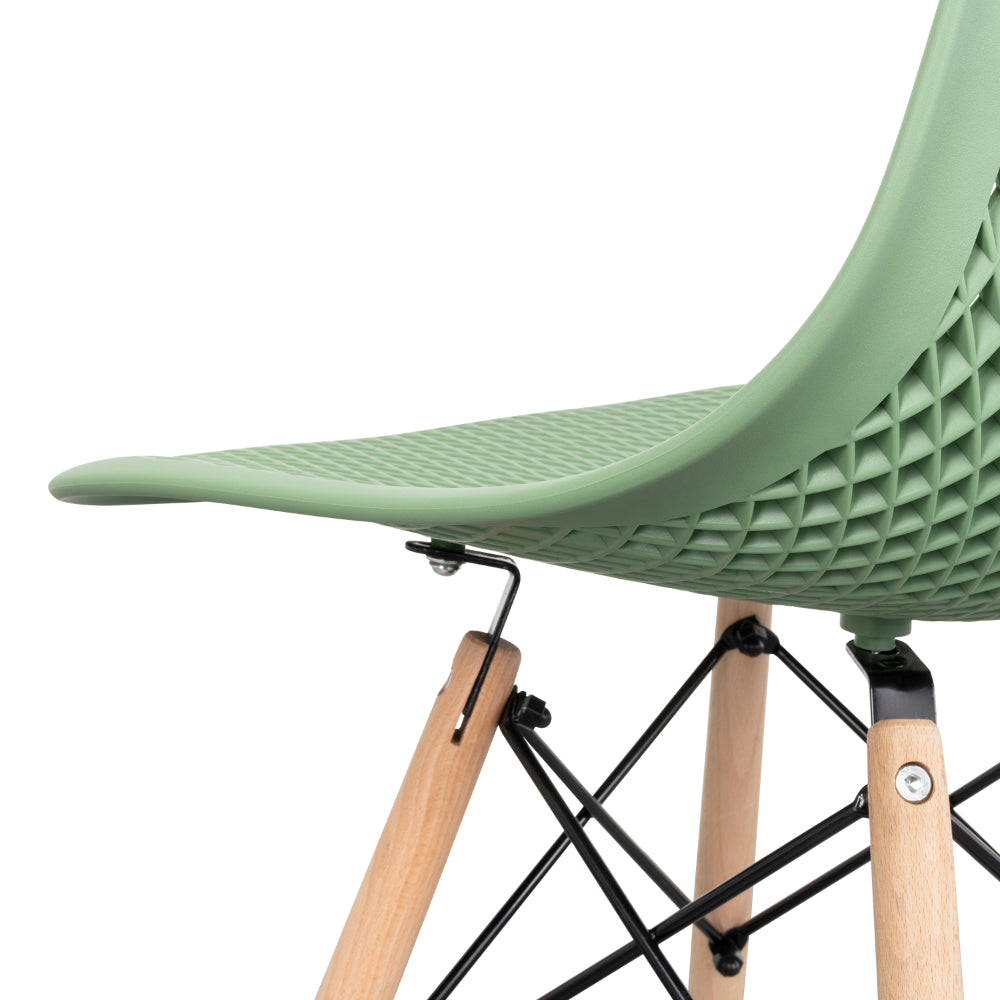 Silla Aira, Color Verde Oliva, con Espaldar y Patas en Madera