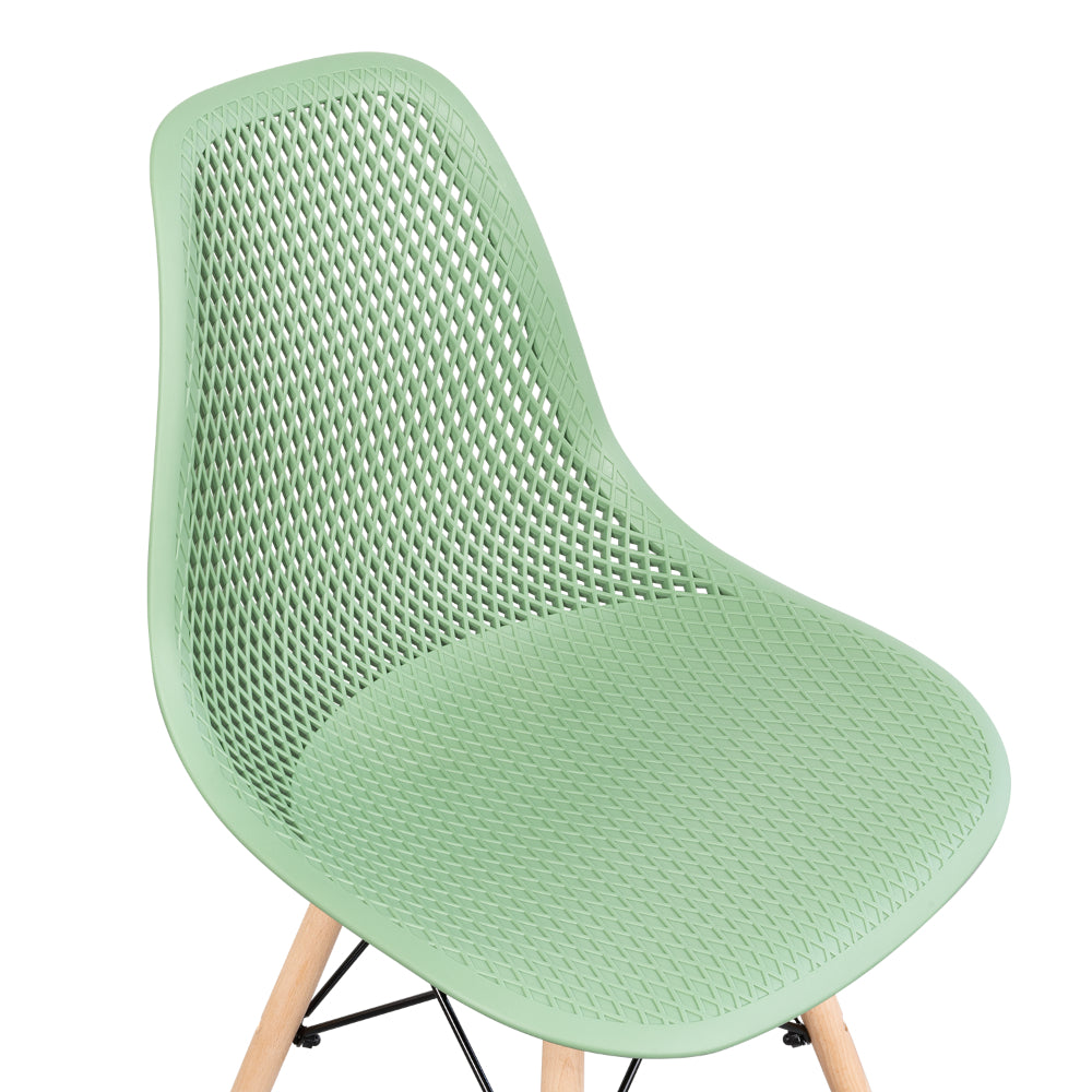 Silla Aira, Color Verde Oliva, con Espaldar y Patas en Madera