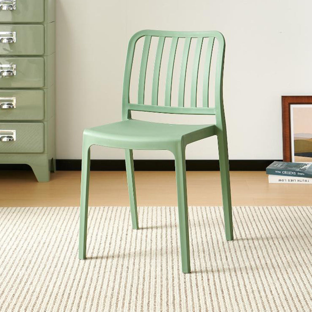 Silla Brooklyn, Verde, con Espaldar en Rayas y Diseño Minimalista