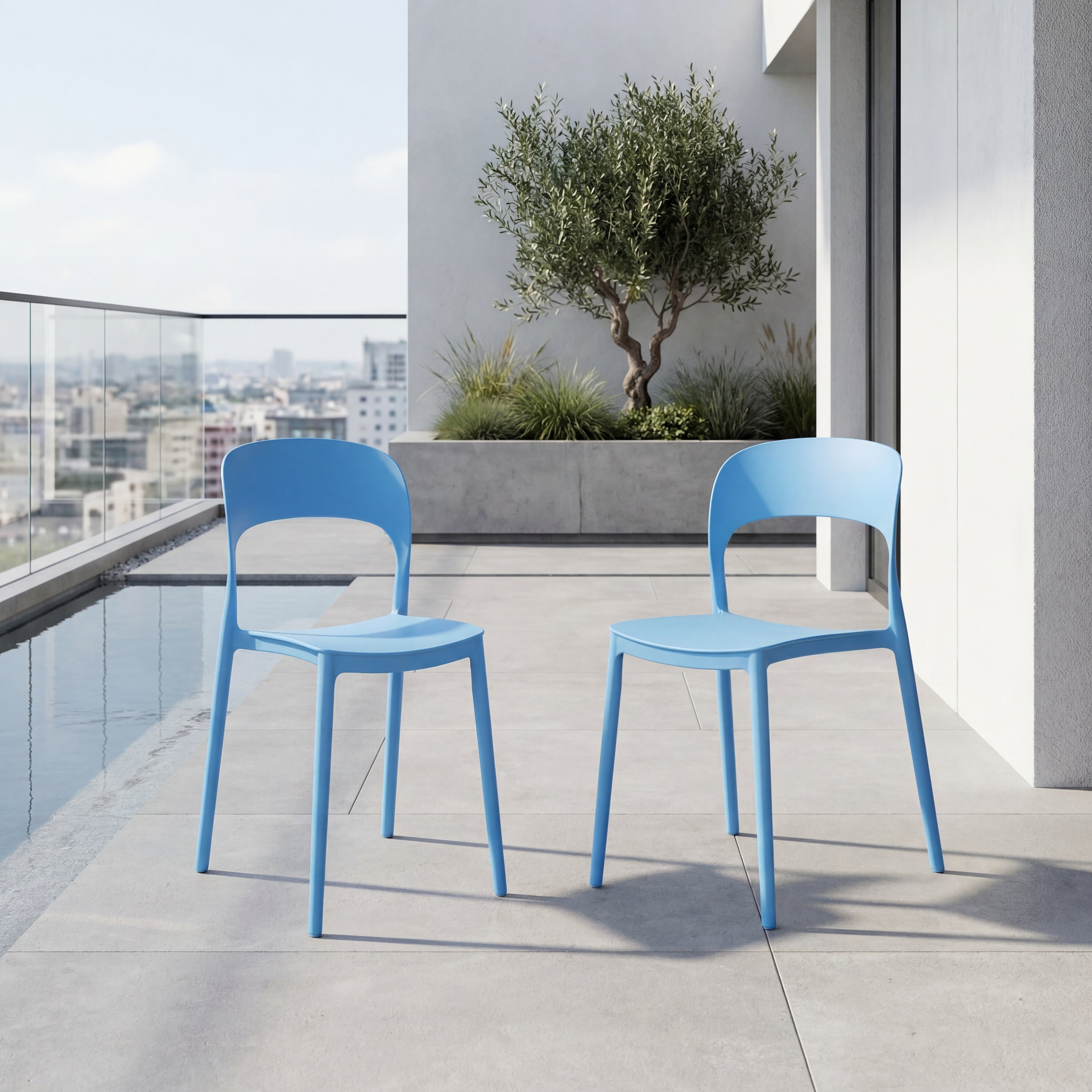 Silla Patrick, Color Azul, Con espaldar y diseño Moderno X2