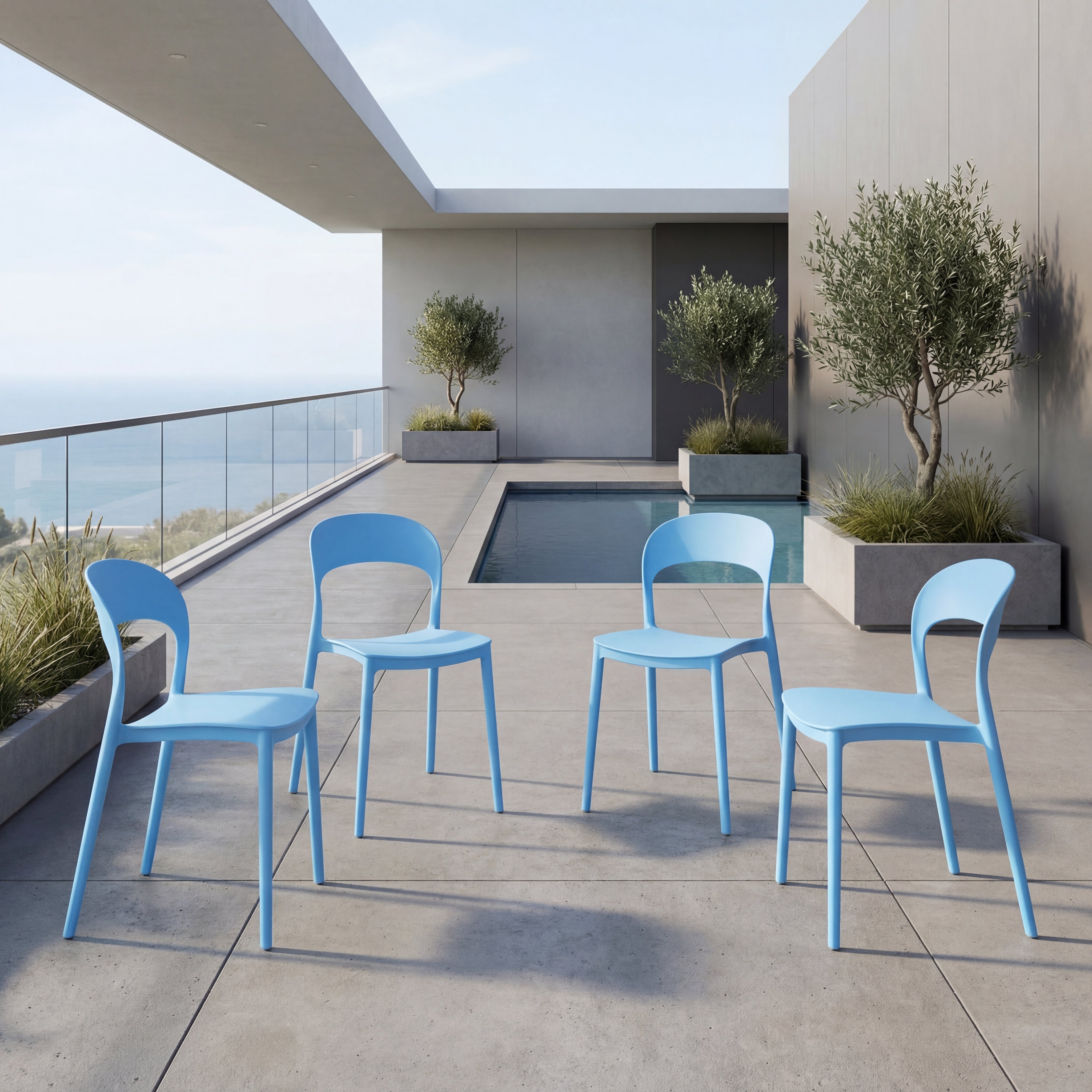 Silla Patrick, Color Azul, Con espaldar y diseño Moderno X4