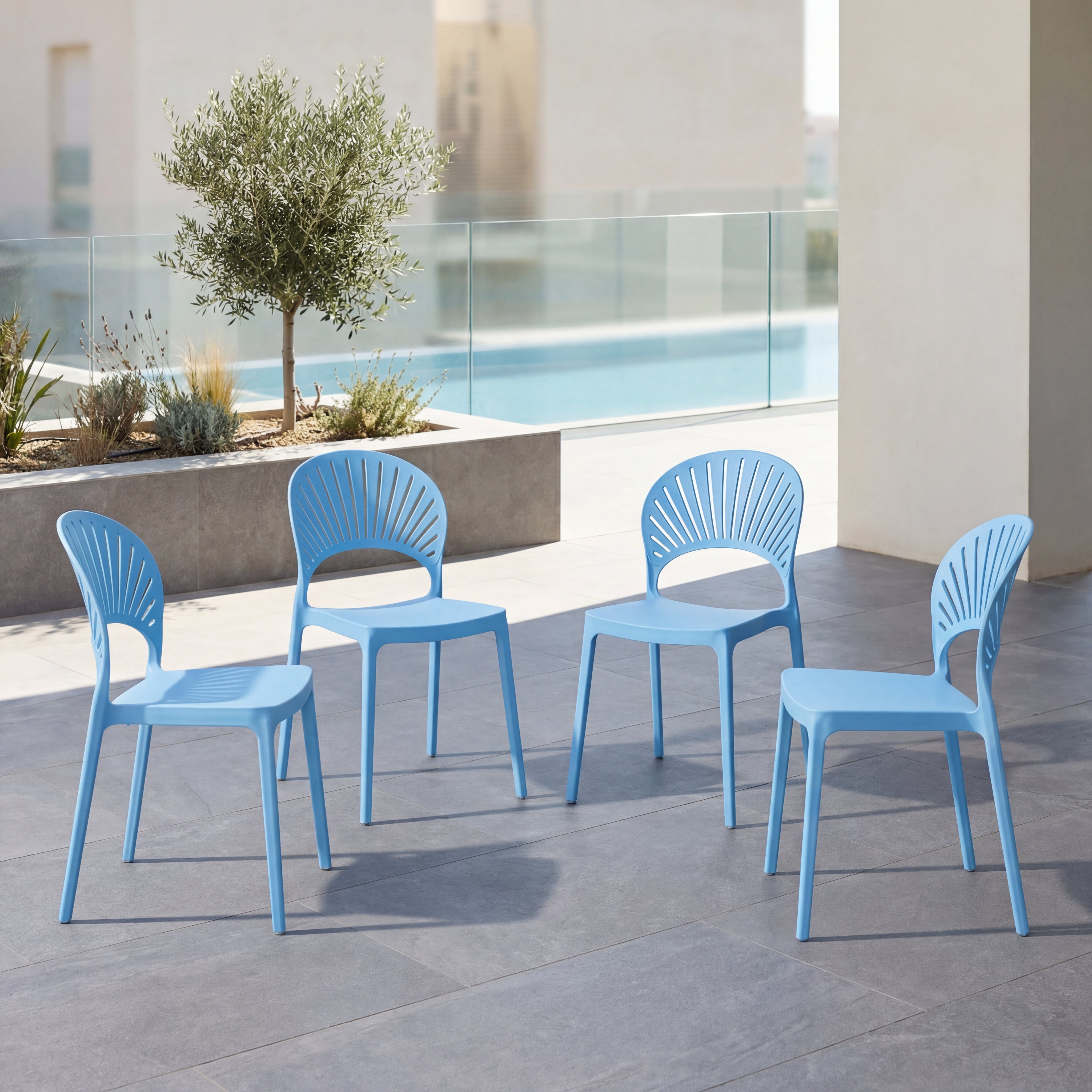 Silla Paraiso, Color Azul, Con espaldar y Diseño moderno X4