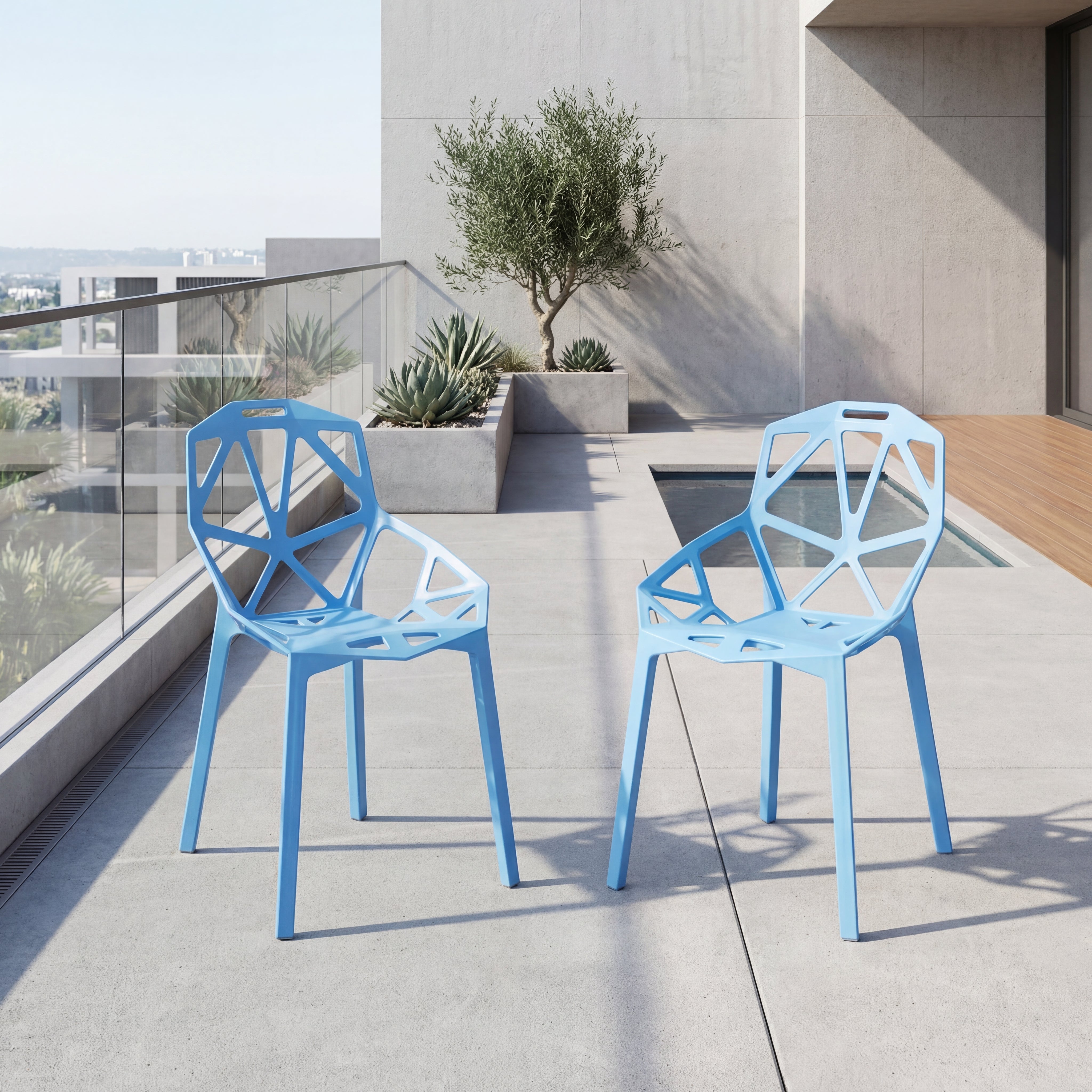 Silla Roxy, Color Azul, Con espaldar y diseño Moderno X2