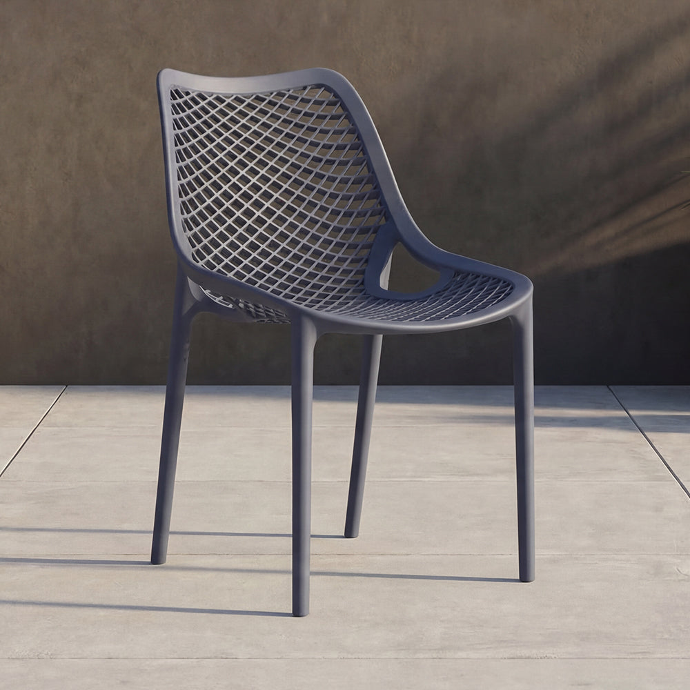 Silla Miame, Gris Oscuro, con espaldar y reposa brazos