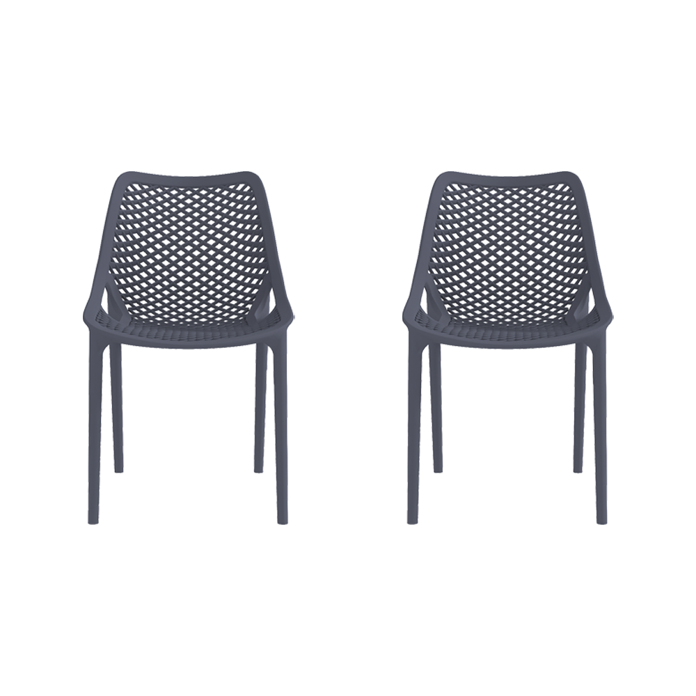 Silla Miame, Gris Oscuro, con espaldar y reposa brazos X2