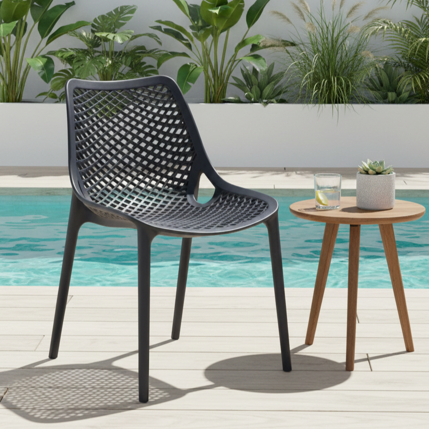 Silla Miame, Negro, con Espaldar y Reposa Brazos
