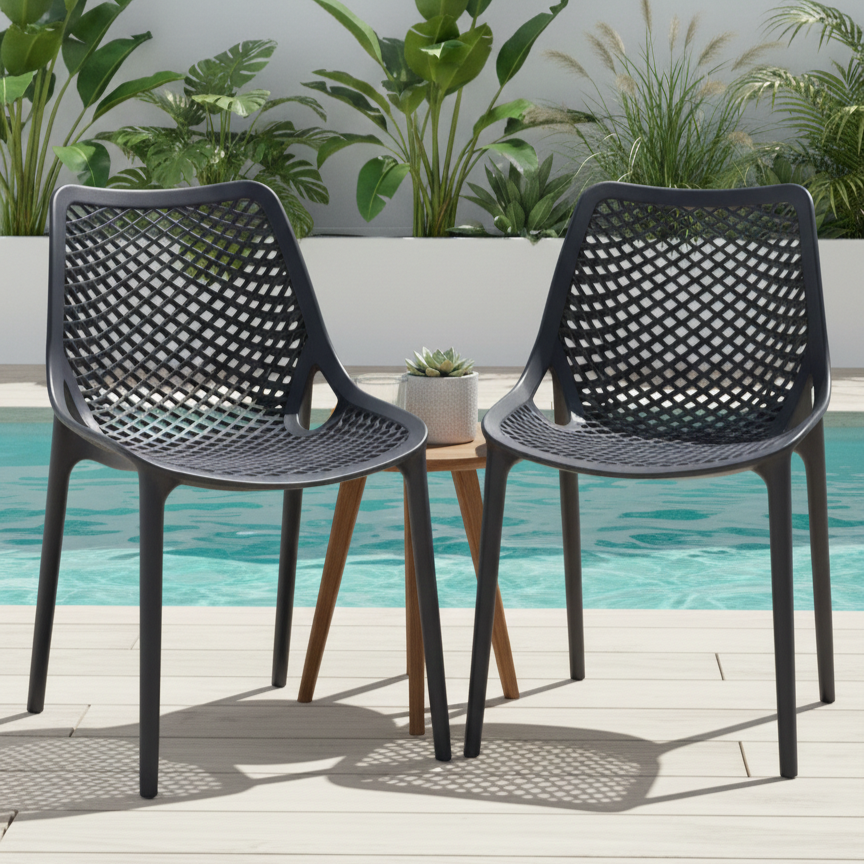 Silla Miame, Negro, con Espaldar y Reposa Brazos