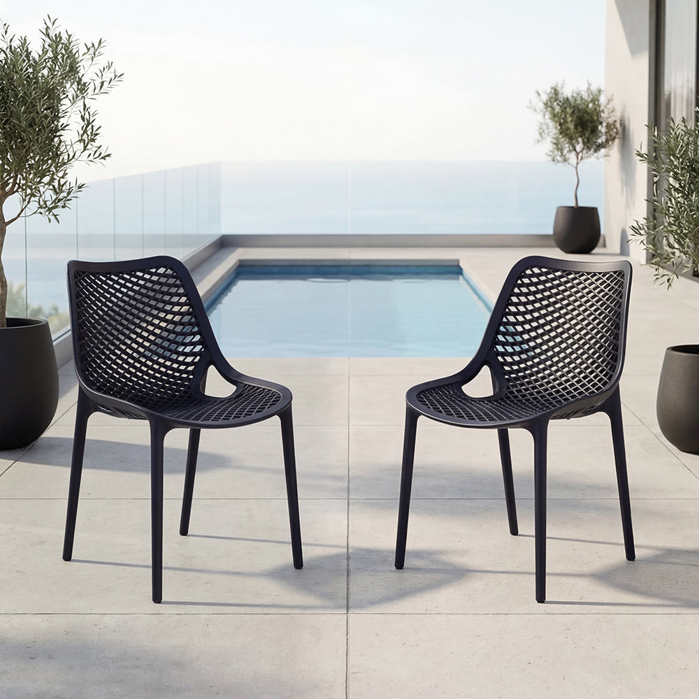 Silla Miame, Negro, con espaldar y reposa brazos X2