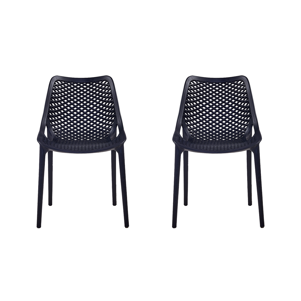 Silla Miame, Negro, con espaldar y reposa brazos X2