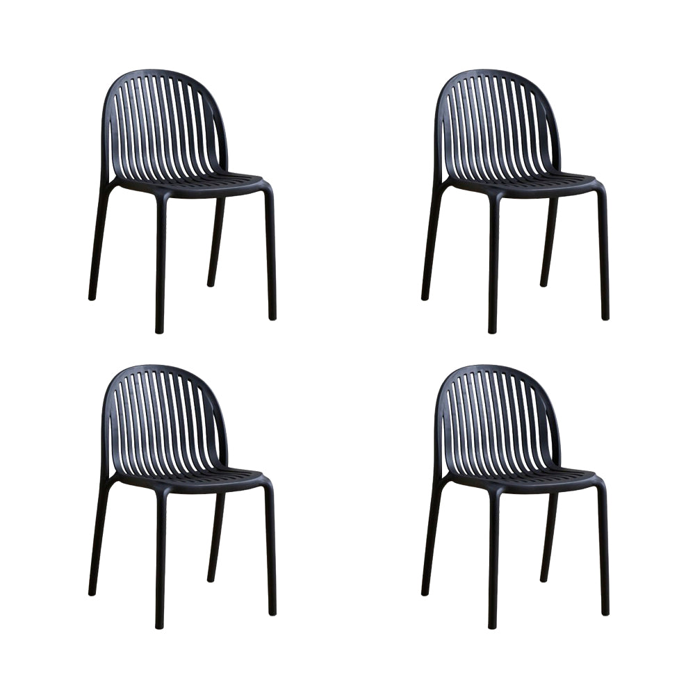Set de 4 Sillas Marruecos, Negro, con Espaldar en Rayas y Diseño Minimalista