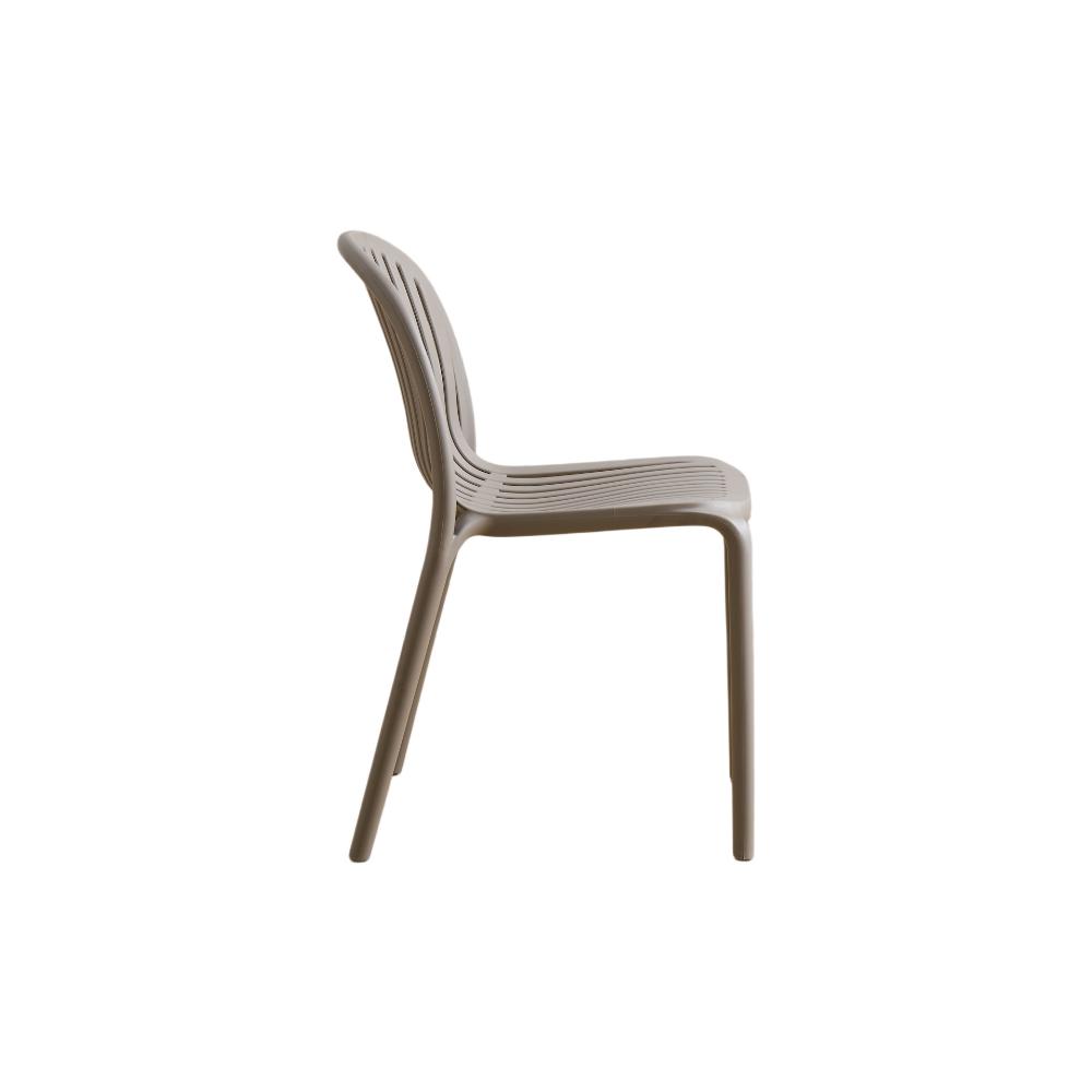 Silla Marruecos, Taupe, con Espaldar en Rayas y Diseño Minimalista