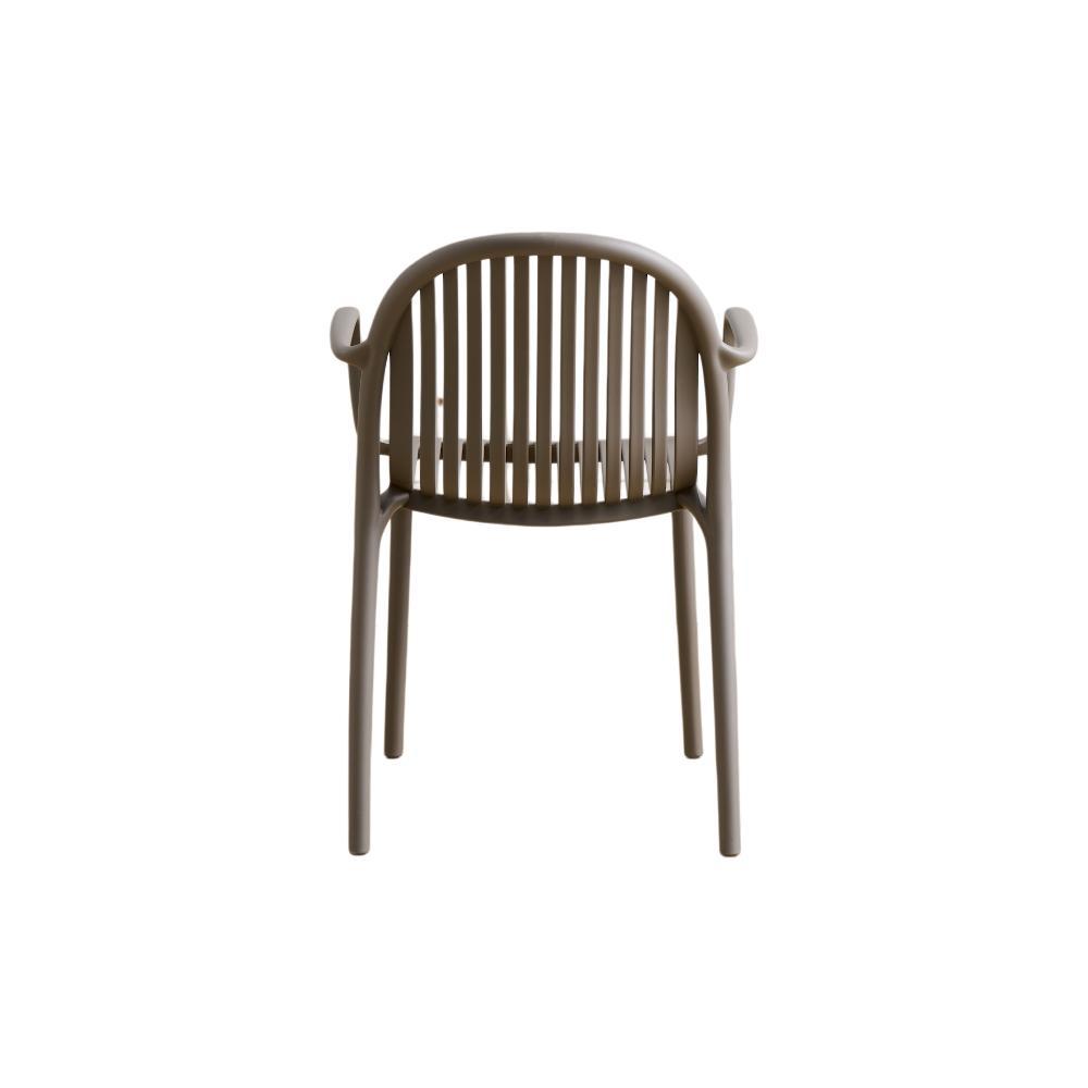 Set de 4 Sillas Marruecos con Brazos, Taupe, con Espaldar en Rayas y Diseño Minimalista
