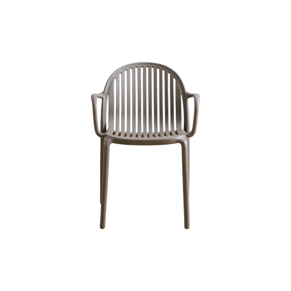 Set de 4 Sillas Marruecos con Brazos, Taupe, con Espaldar en Rayas y Diseño Minimalista