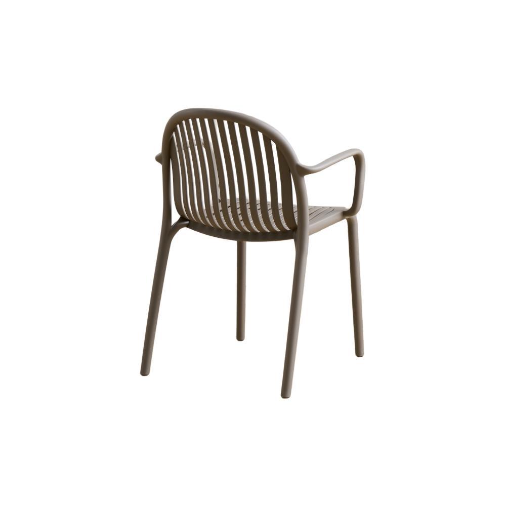 Set de 4 Sillas Marruecos con Brazos, Taupe, con Espaldar en Rayas y Diseño Minimalista