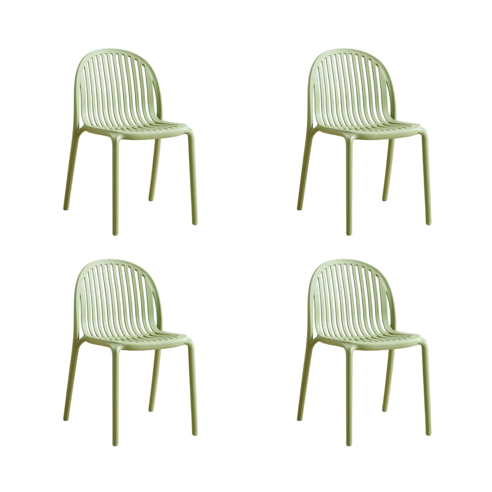 Set de 4 Sillas Marruecos, Verde Olivo, con Espaldar en Rayas y Diseño Minimalista