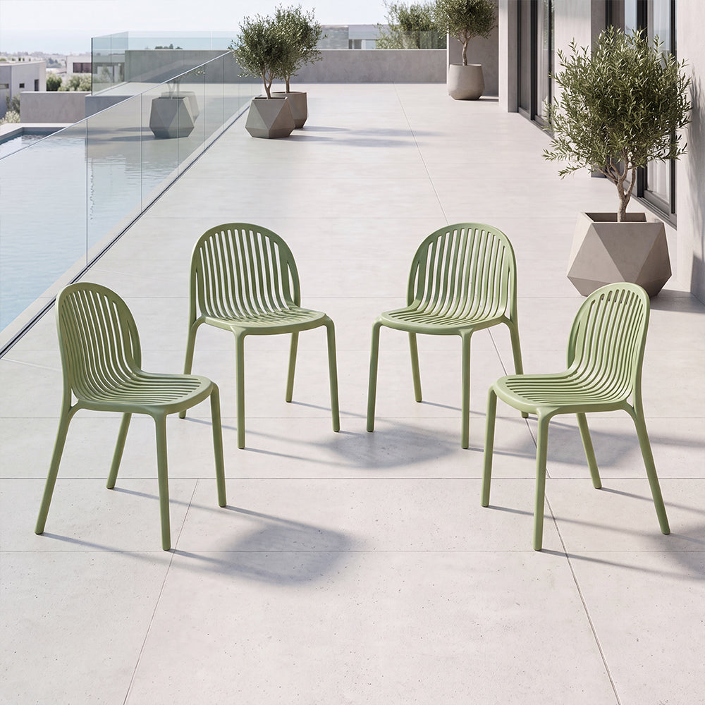 Combo Toledo, Incluye una Mesa y 4 Sillas Color Verde Olivo