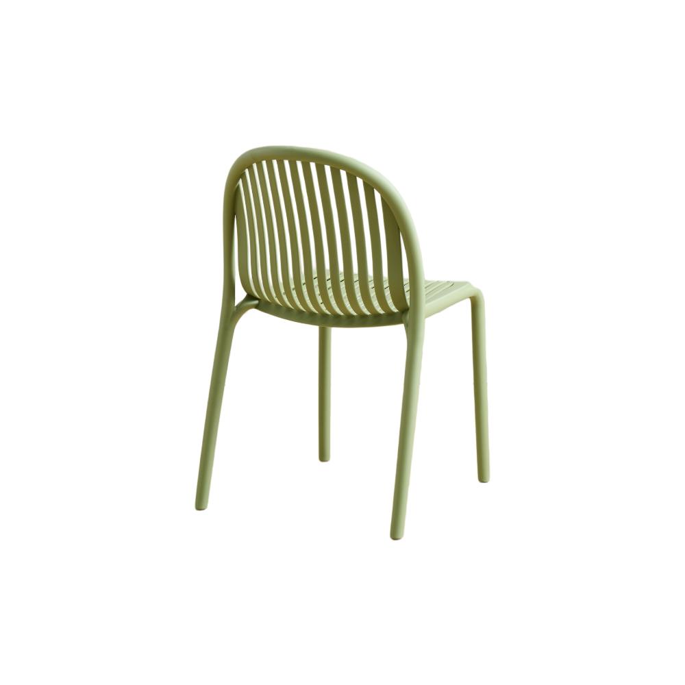Silla Marruecos, Verde Olivo, con Espaldar en Rayas y Diseño Minimalista