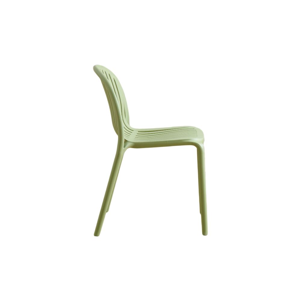 Silla Marruecos, Verde Olivo, con Espaldar en Rayas y Diseño Minimalista