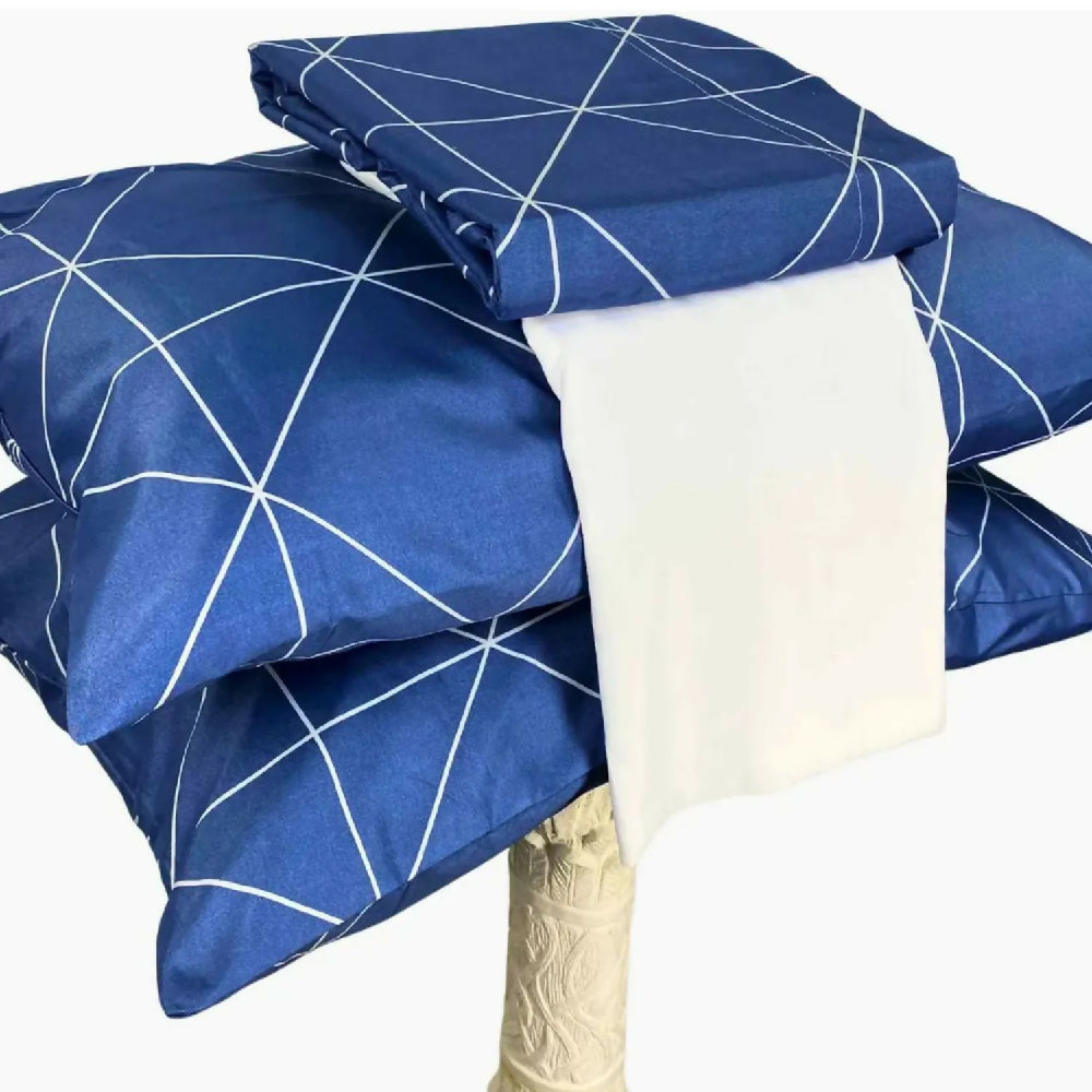 Juego de Sábanas Cama King 300 Hilos 100% Algodón Mónaco Azul Marino