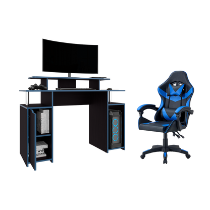Combo para Oficina Akua, Azul y negro, Incluye Silla y Escritorio Gamer