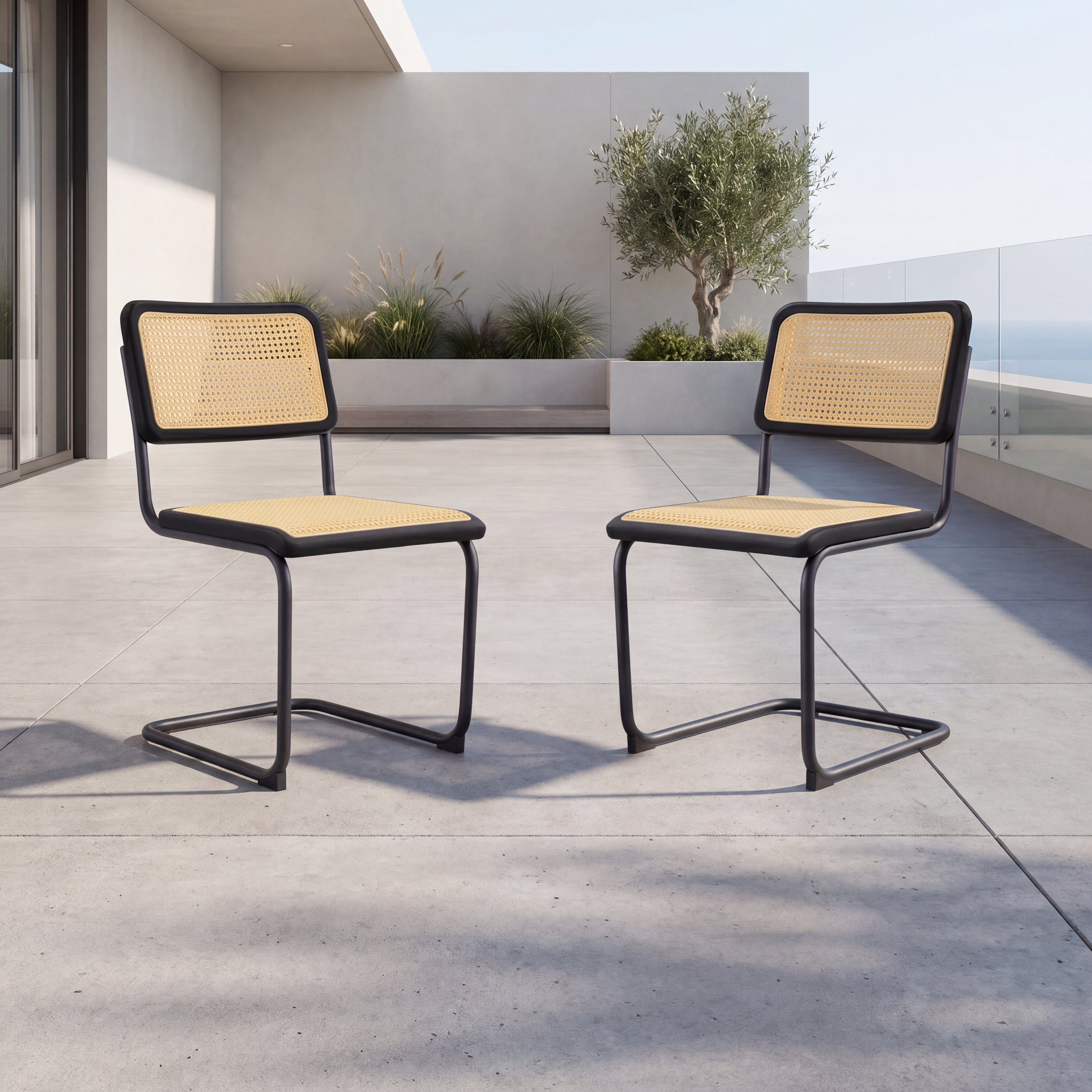 Silla Vintage, Negro y Beige, Con Espaldar Transpirable y Diseño Retro X2