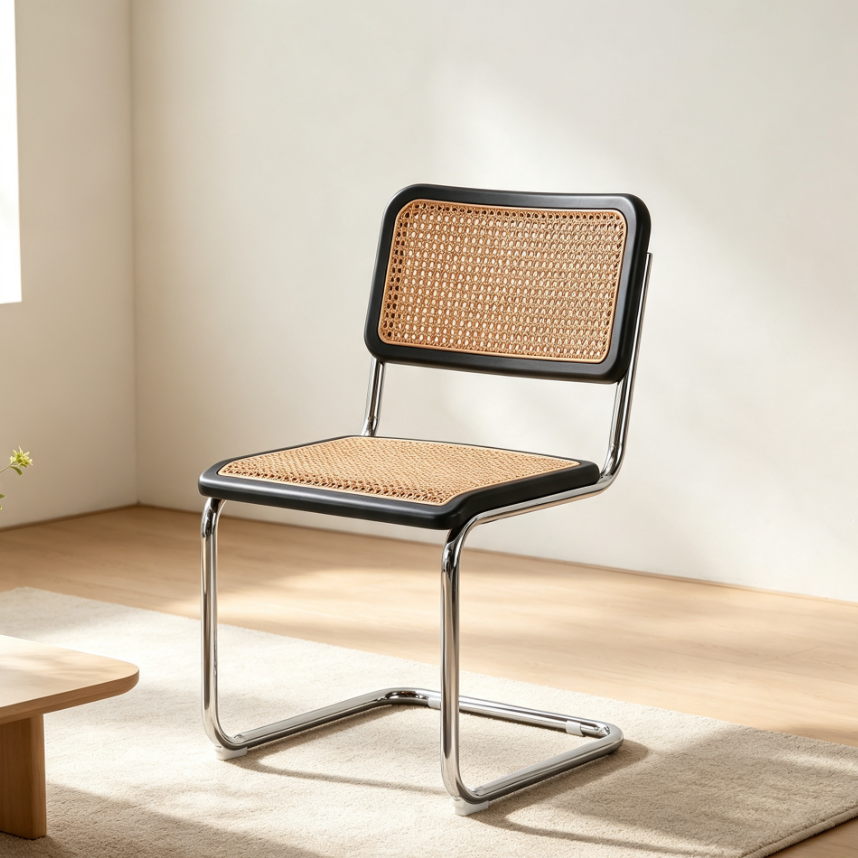 Silla Vintage Dos, Plata, Negro y Beige, con Espaldar Transpirable y Diseño Retro