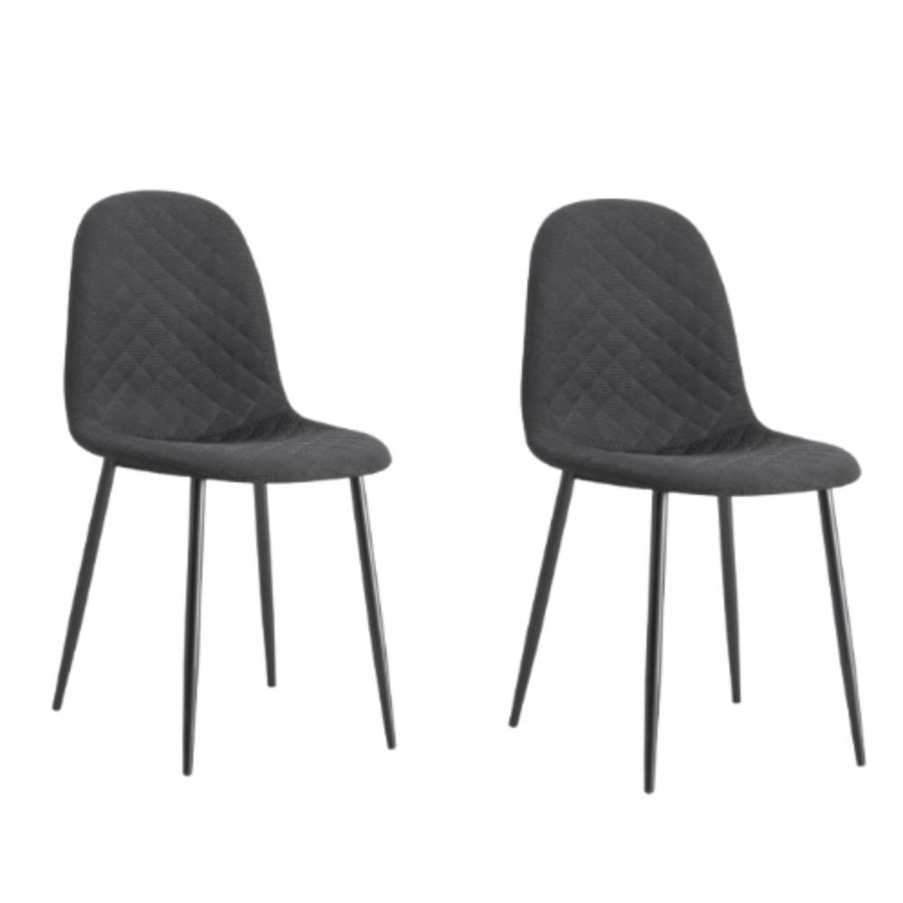 Sillas Comedor Jacob X2, Gris y Patas Negras, con respaldo y asiento con textura en forma de X