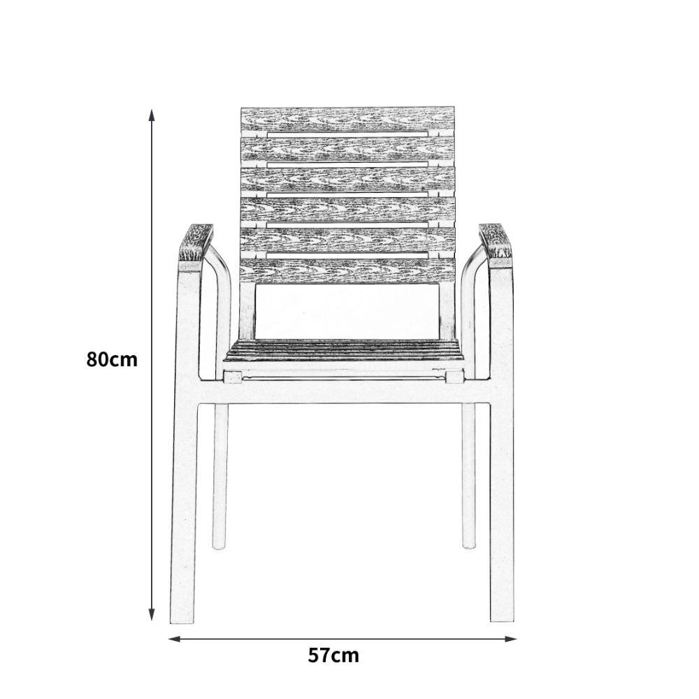 Sillas Comedor Exterior Rapel, Negro y Roble, con Cómodo Espaldar x4