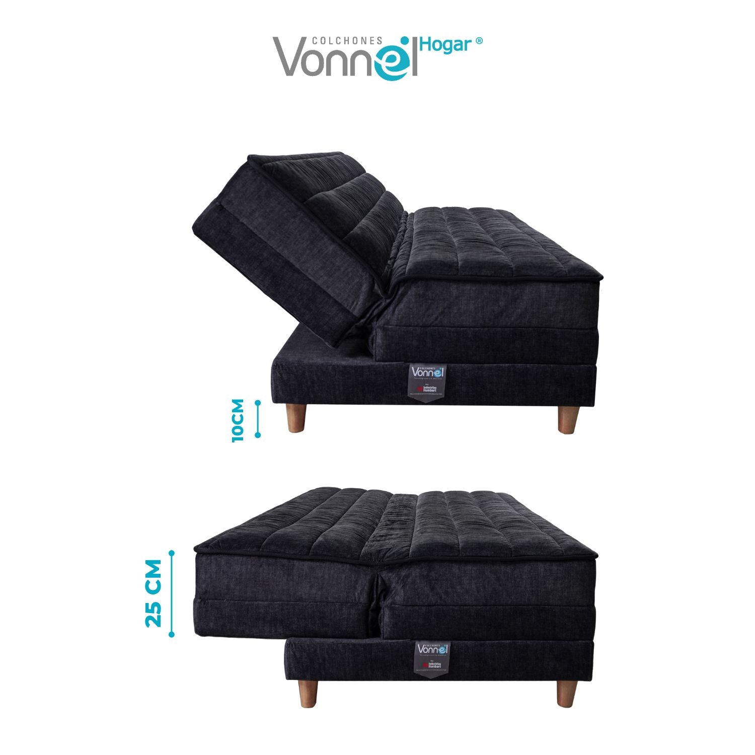 Sofá Cama Europeo Marca Vonnel (120X180 Cm) Negro