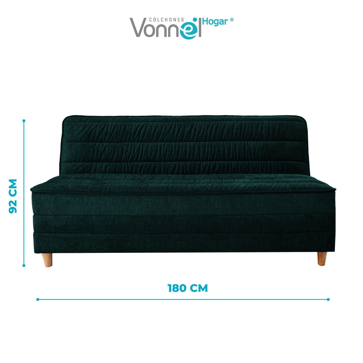Sofá Cama Europeo Marca Vonnel (120X180 Cm) Esmeralda