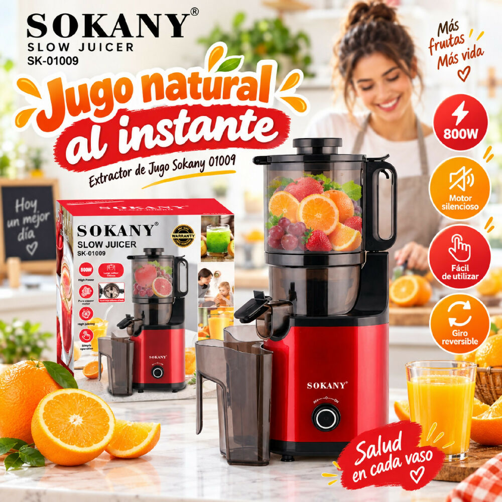 Extractor De Jugo Maquina Exprimidora De 800w Frutas Y Verduras Sokany SK-01009