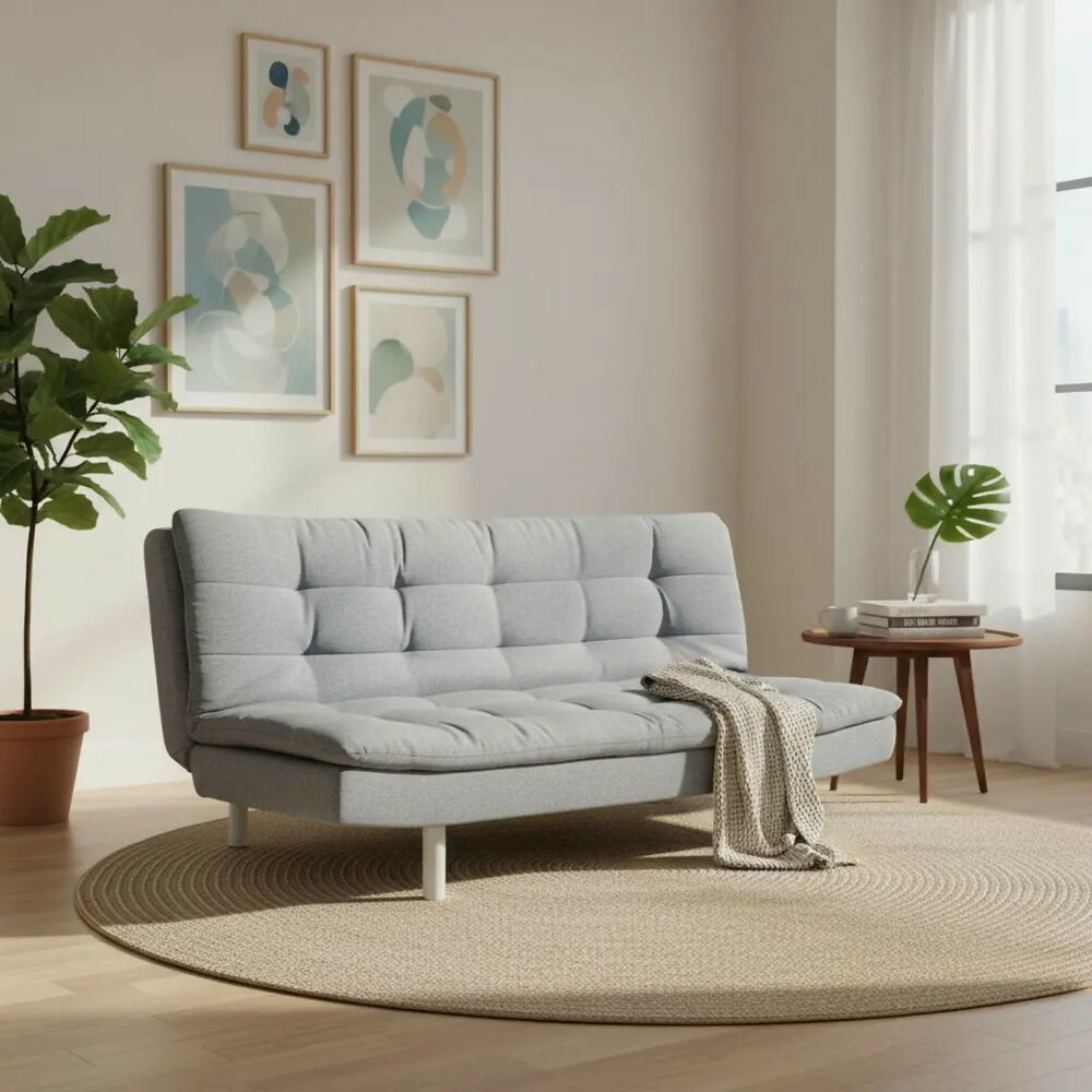 Sofa Cama Sierra 3 Puestos Tela Gris
