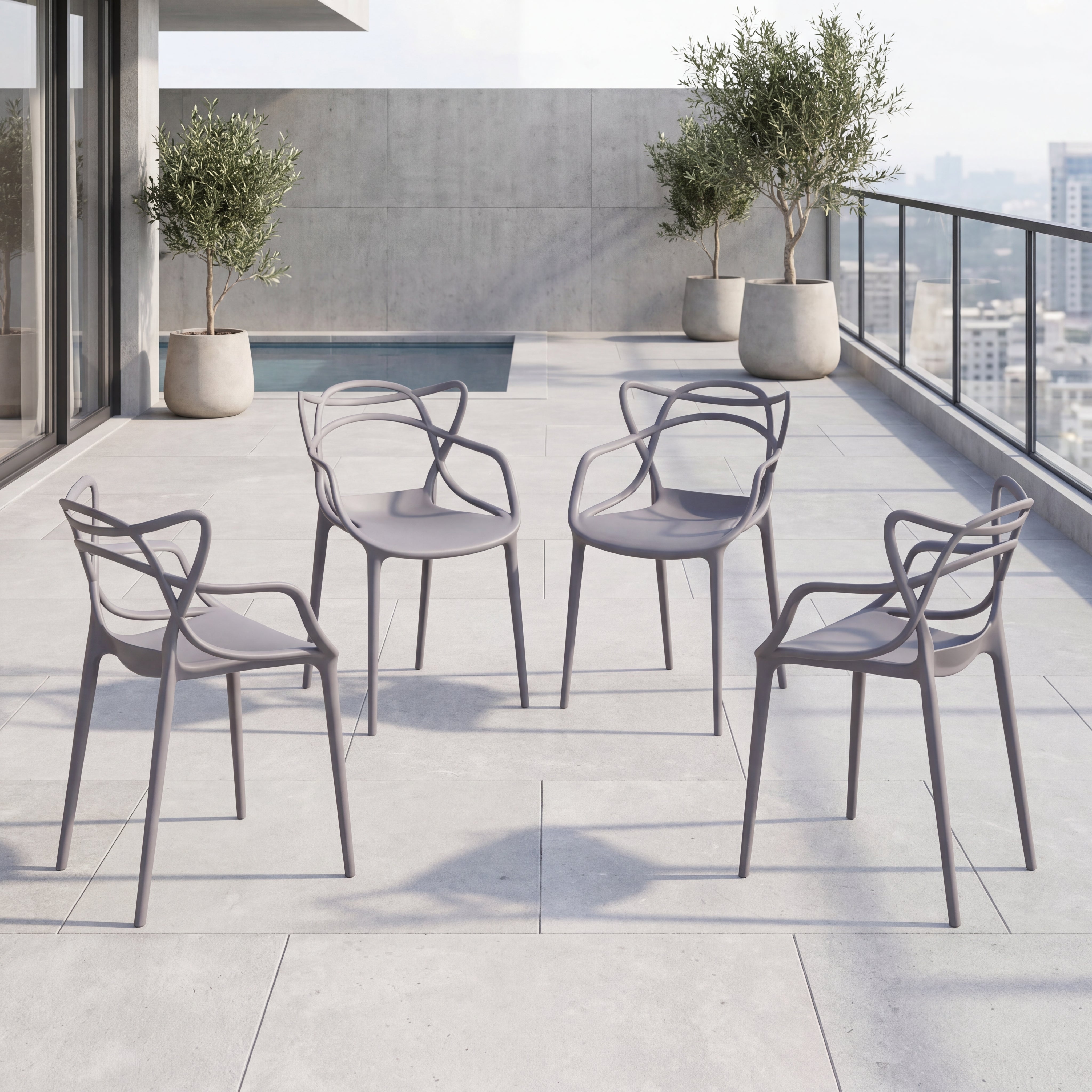 Silla Palermo, Color Gris, Con espaldar y diseño Moderno X4
