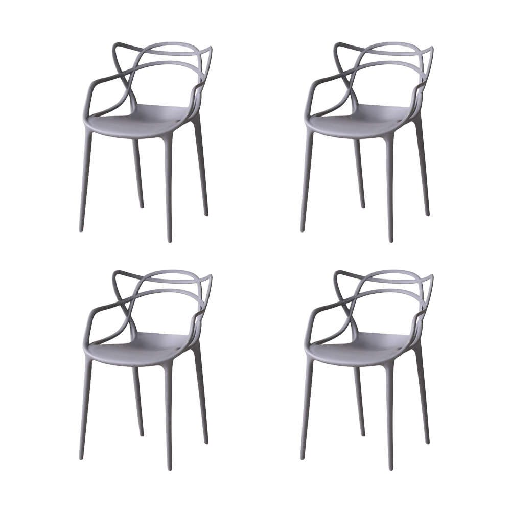 Silla Palermo, Color Gris, Con espaldar y diseño Moderno X4
