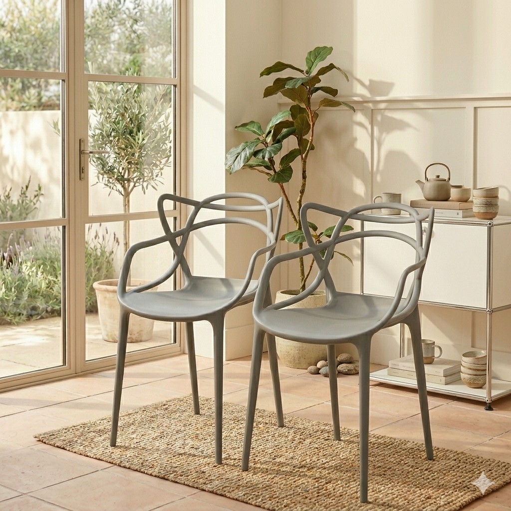 Silla Palermo, Color Gris, Con espaldar y diseño Moderno X2