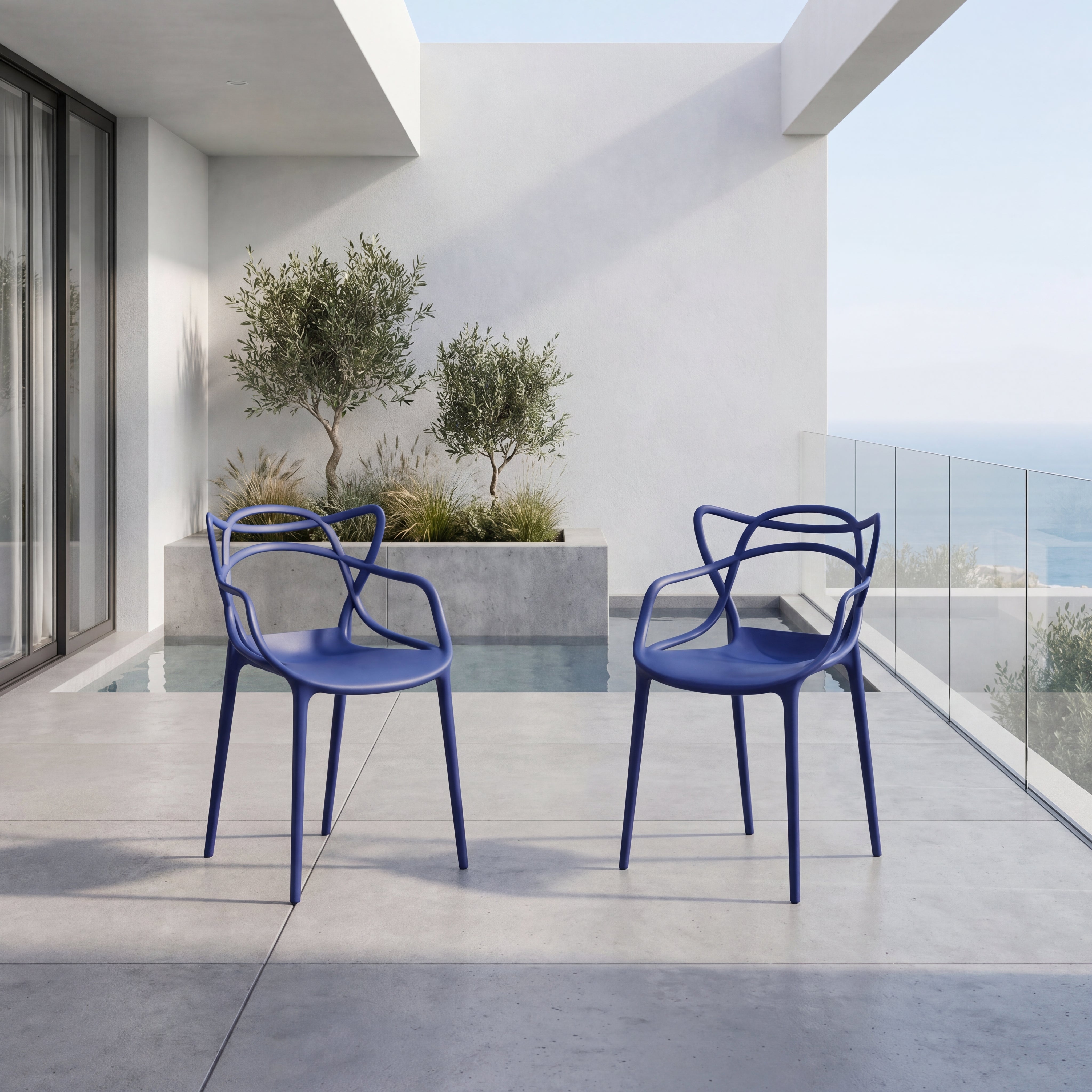 Silla Palermo, Color Azul, Con espaldar y diseño Moderno X2