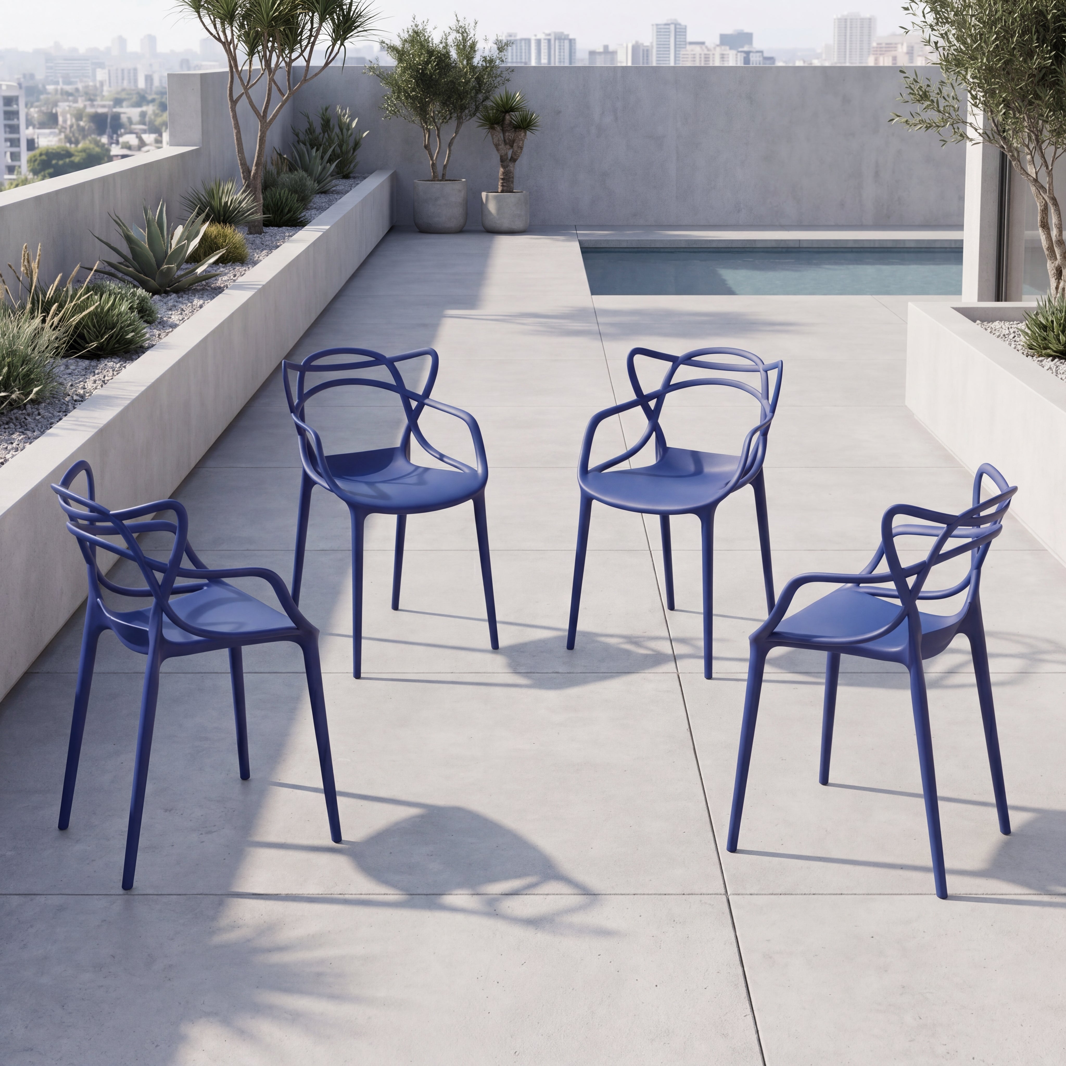 Silla Palermo, Color Azul, Con espaldar y diseño Moderno X4