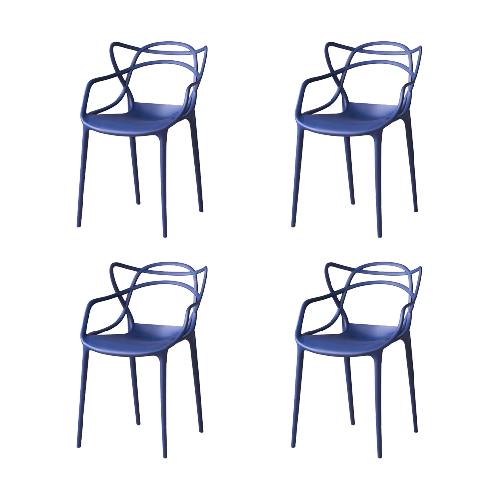 Silla Palermo, Color Azul, Con espaldar y diseño Moderno X4