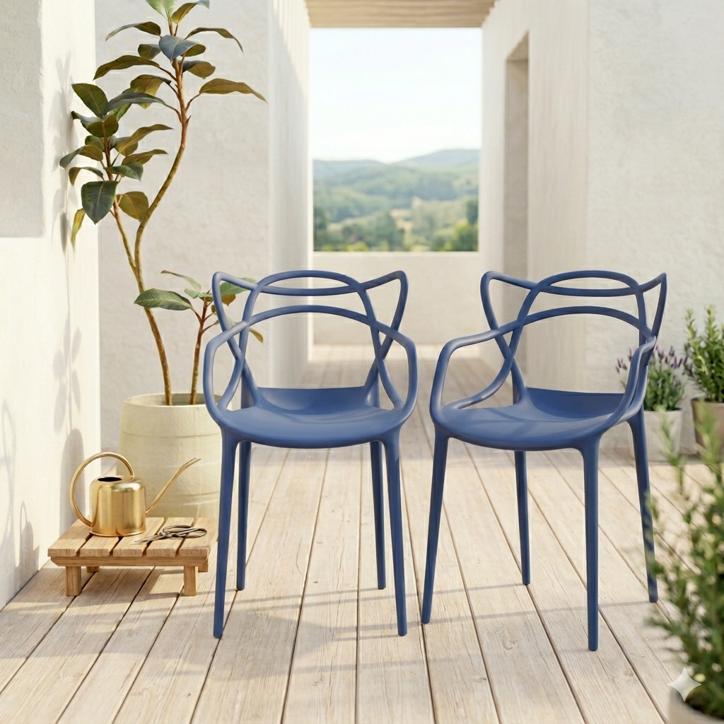 Silla Palermo, Color Azul, Con espaldar y diseño Moderno X2