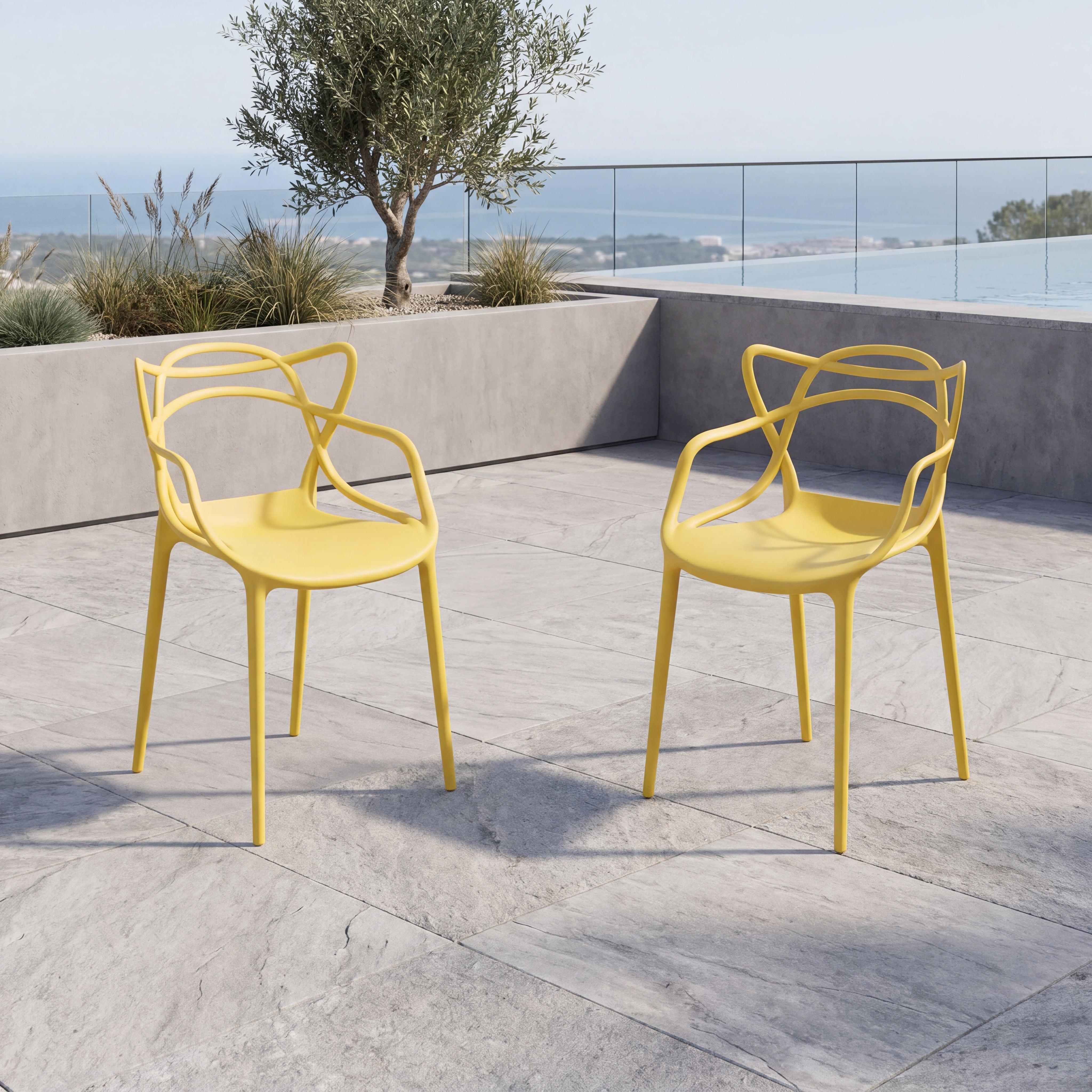 Silla Palermo, Color Amarillo, Con espaldar y diseño Moderno X2