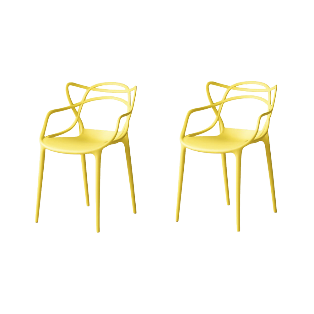 Silla Palermo, Color Amarillo, Con espaldar y diseño Moderno X2