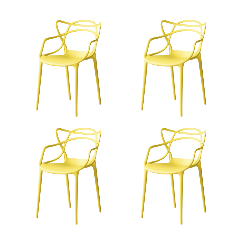 Silla Palermo, Color Amarillo, Con espaldar y diseño Moderno X4